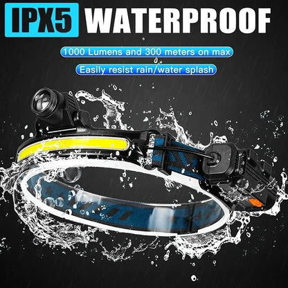 Induction Headlamp XPG+COB LED Head Lamp with Built-in Battery