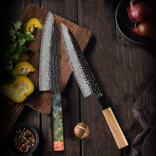 Damascus Steel Japanese Kitchen Knife, PRO Chef Knife, Handmade