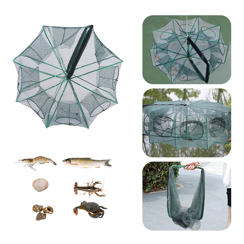 Mesh for Fishing Crayfish Net Fish Trap Foldable Crayfish Catcher Casting Network Crab Trap Catchers Cage Fishing Accessories