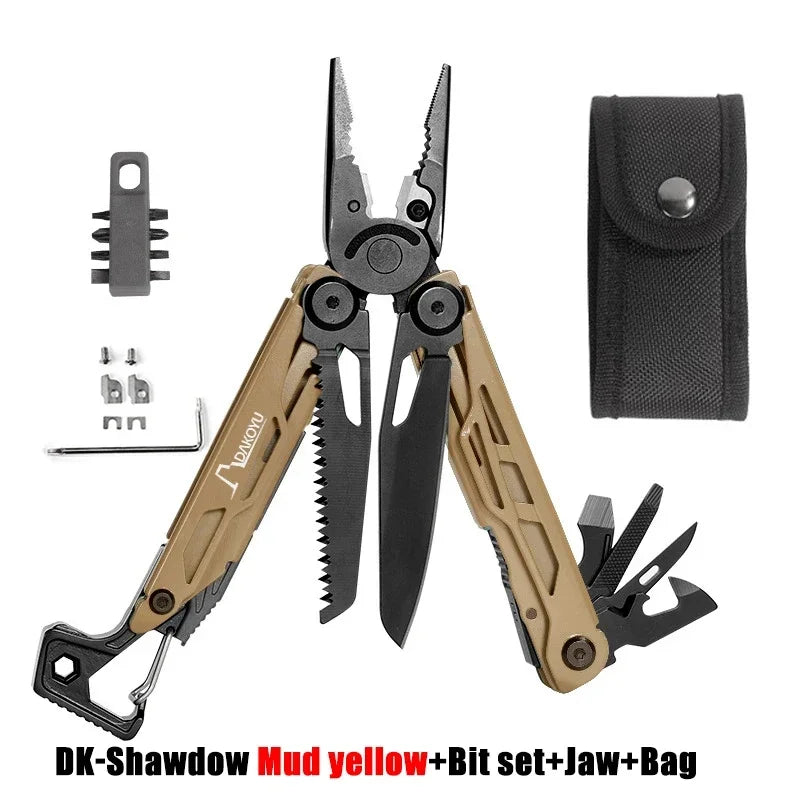 DAKOYU DKShadow Multitool Camping Pliers with Emergency Whistle -8 Color Compact Outdoor Tool, Suitable for Hiking and Camping