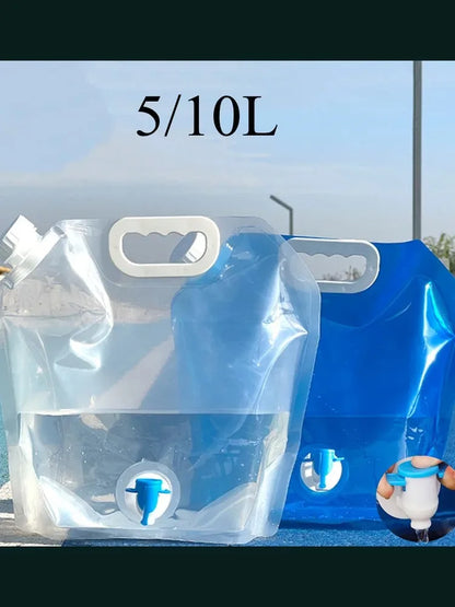 5/10L Camping Water Bag Portable Folding Water Bucket Large Water Container Outdoor Travel Collapsible Pouch Can Camping Supplie