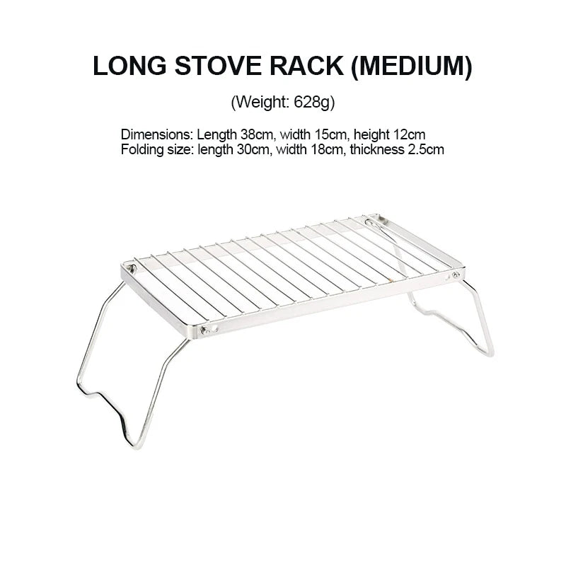 BBQ Grill Multifunctional Folding Campfire Grill Portable Stainless Steel Camping Grill Grate Gas Stove Stand Outdoor BBQ Rack