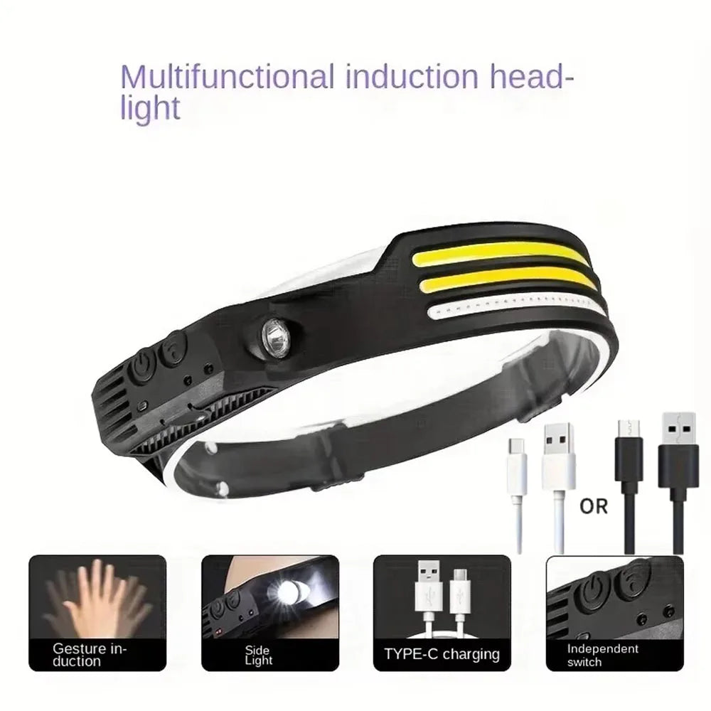 High Power LED Headlamp Rechargeable COB XPE Induction Head Torch Lights