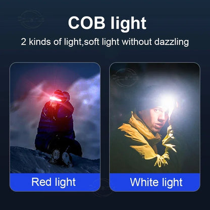 Powerful LED Headlamp 7 Modes XPE+COB Sensor Head Torch