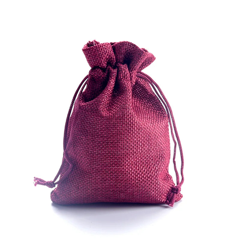 10pc (9x12cm) Handmade Natural Burlap Linen Drawstring Gift Bags Favor Wedding Christmas Gift Bag Jewelry Packaging Bags&Pouches
