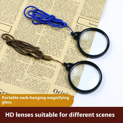 Hands-Free Hanging Magnifier for Reading Portable Chest-Mounted Design with Strap, Ideal for Seniors & Students