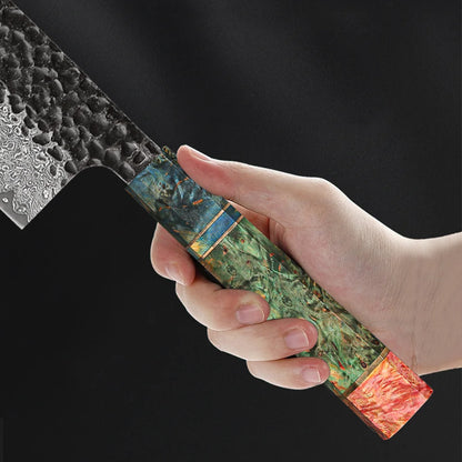 Damascus Steel Japanese Kitchen Knife, PRO Chef Knife, Handmade