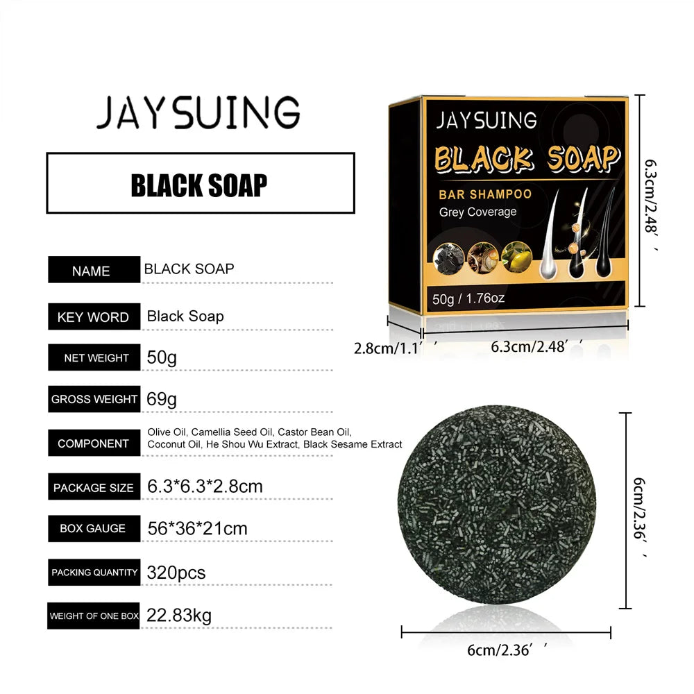 Hair Shampoo Soap Polygonum Multiflorum Black Soap White Hair Repair Soap Hair Care Set Nourishing Anti Dandruff Hair Dye Soap
