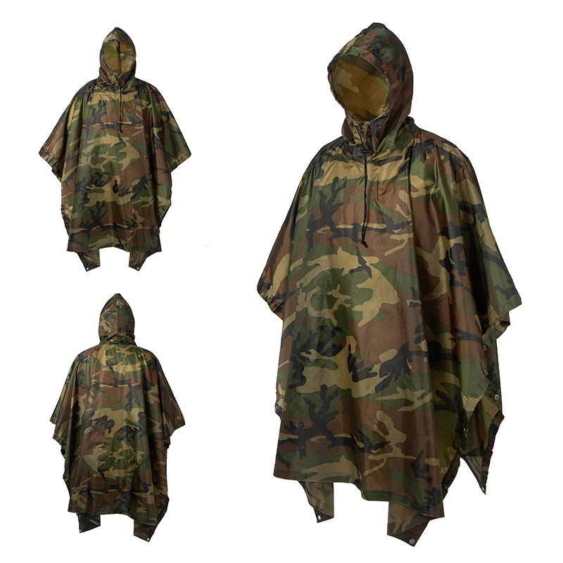 Multifunctional Raincoat Waterproof Poncho Camouflage Cover For Camping Hunting Clothes Shelter Tent Emergency Raincoat