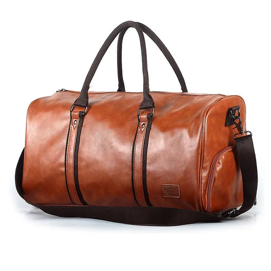 Leather Handbag Gym Bag Fitness Travel Shoe Pocket Luggage Outdoor Shoulder Crossbody Duffle Side Sac De Sports Bag For Men