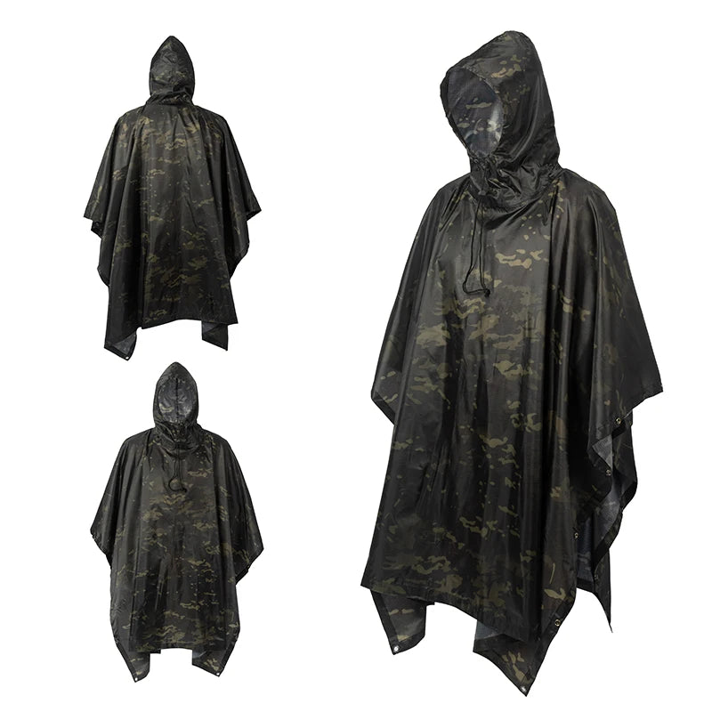 Multifunctional Raincoat Waterproof Poncho Camouflage Cover For Camping Hunting Clothes Shelter Tent Emergency Raincoat