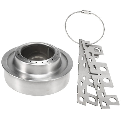 Lixada Outdoor Mini Alcohol Stove Titanium/Stainless Steel Camping Furnace with Cross Stand Stove Rack Picnic Pocket Stove