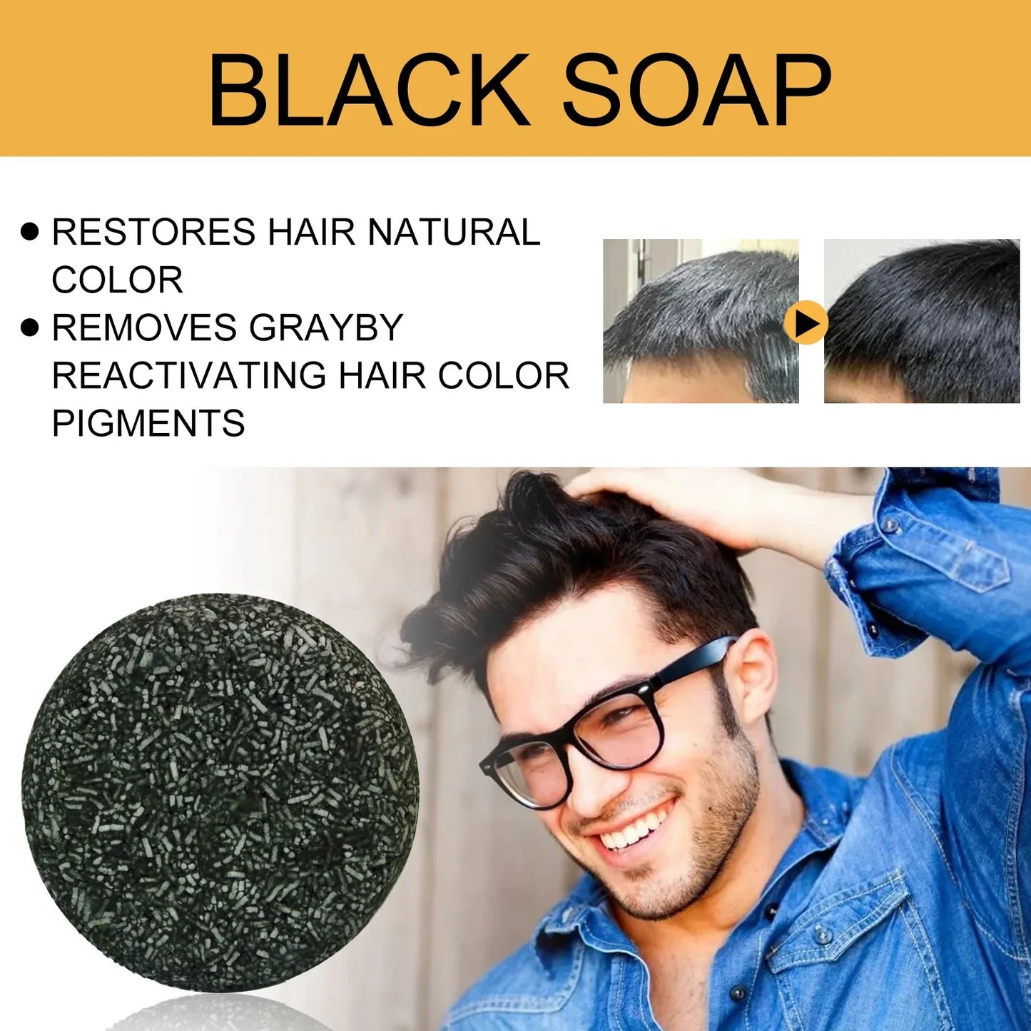 Magic White Hair to Black Shampoo Dye Soap Natural Color Soap Restore Gray Beard Cover Gray Hair Dye Hair Fixing Shampoo Bar
