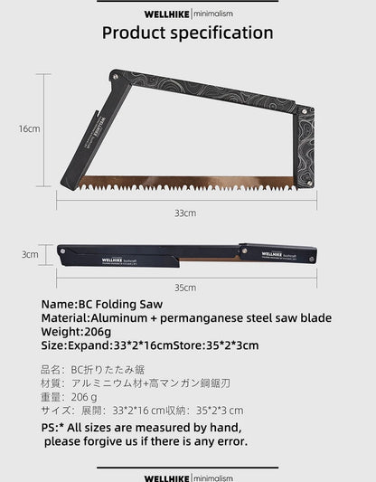 Wellhike Outdoor Folding Handsaw Multi-functional Portable Handsaw Camping Quick Steel Bar Wilderness Wood Cutting Tools