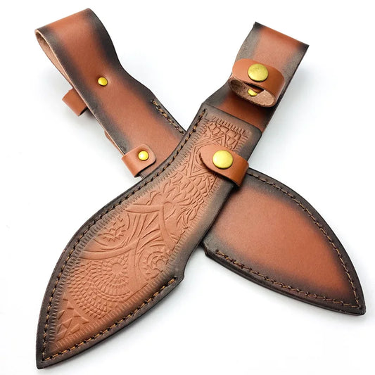 With Brass Buckle Genuine Cow Leather Cowhide Outdoor Straight Knife Scabbard Sheath Fixed Blade Portect Cover Holders Pants