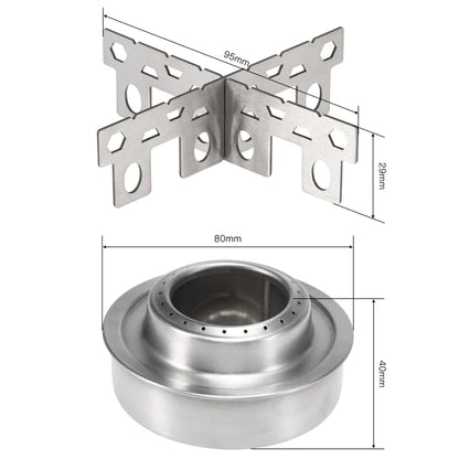Lixada Outdoor Mini Alcohol Stove Titanium/Stainless Steel Camping Furnace with Cross Stand Stove Rack Picnic Pocket Stove