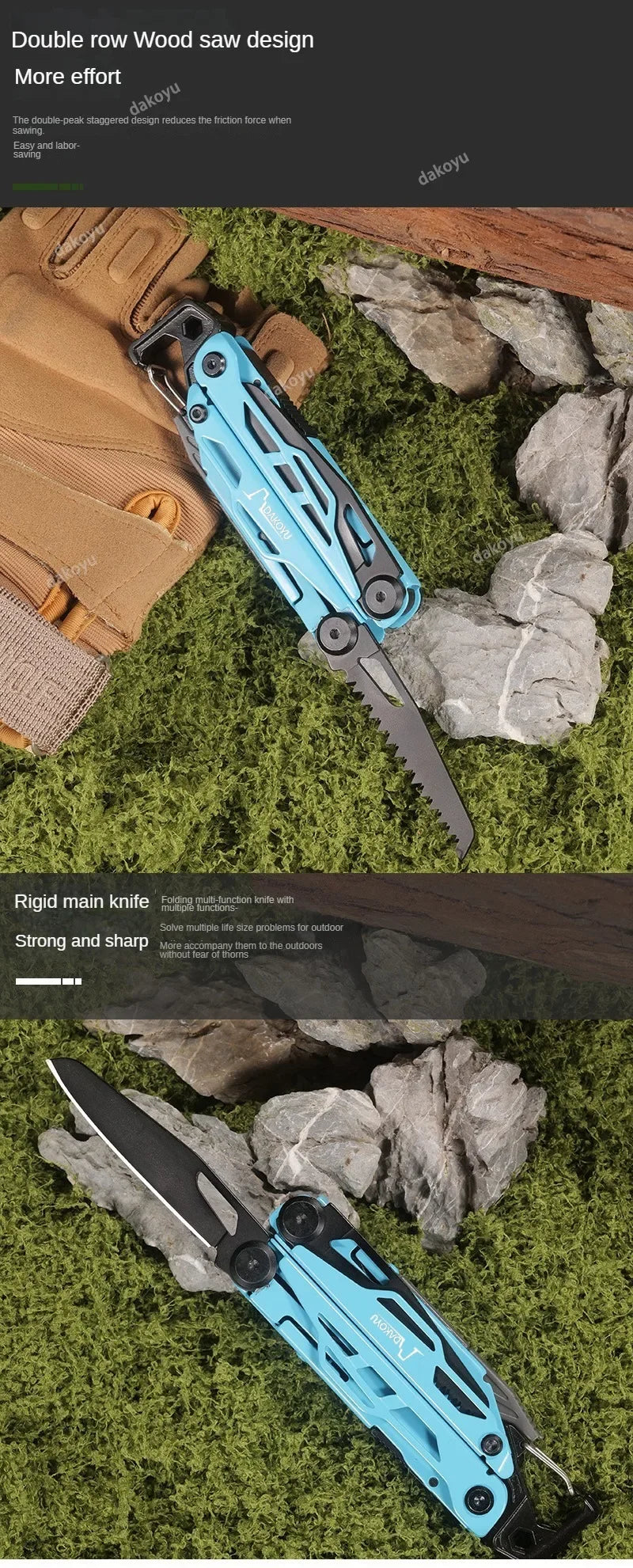 DAKOYU DKShadow Multitool Camping Pliers with Emergency Whistle -8 Color Compact Outdoor Tool, Suitable for Hiking and Camping