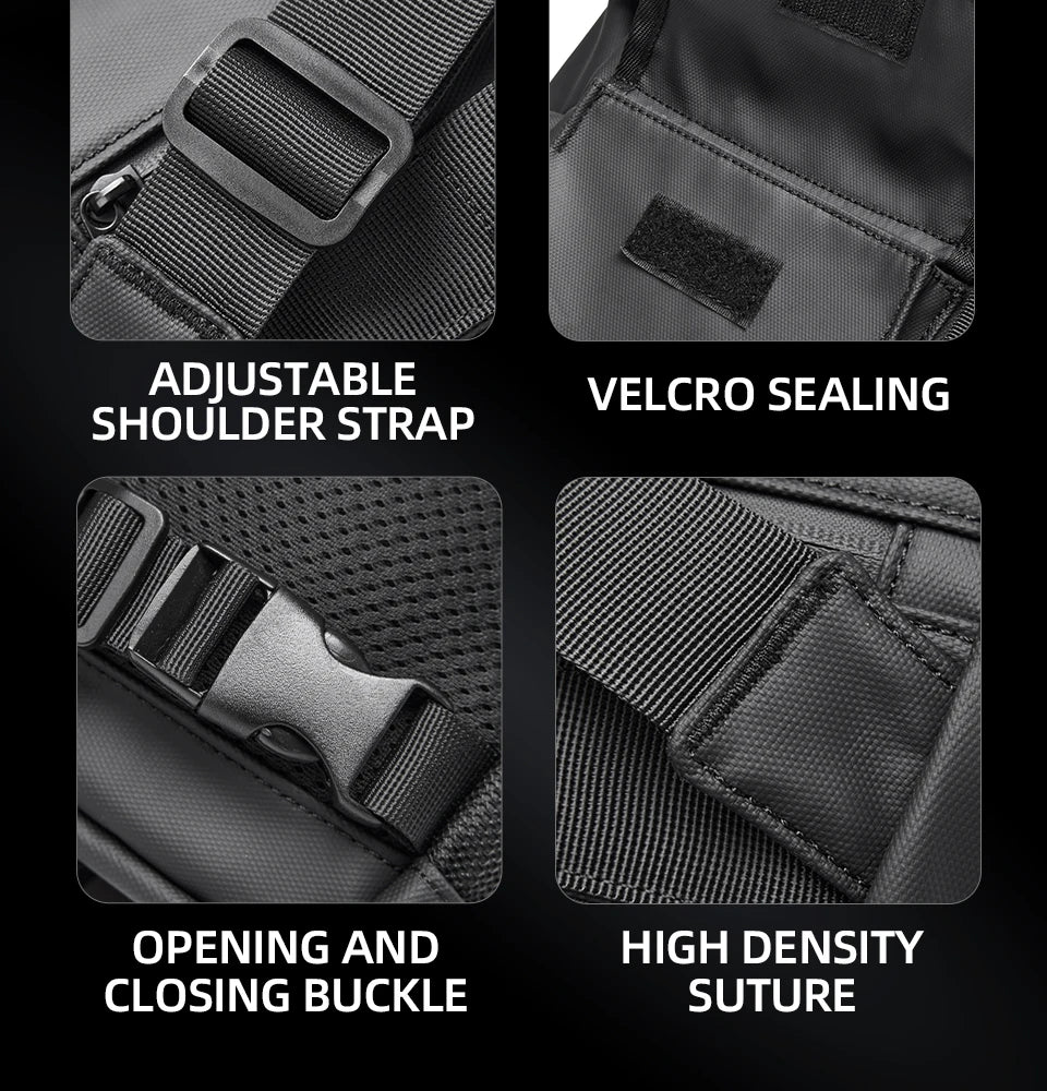 Fashion Casual Men Roll Top Shoulder Messenger Bag Large Size Outdoor Cycling Crossbody Side Bags Male Urban Trend Daypack