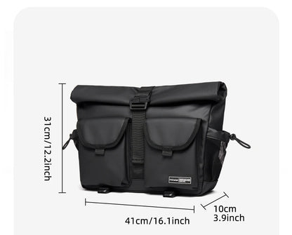 Fashion Casual Men Roll Top Shoulder Messenger Bag Large Size Outdoor Cycling Crossbody Side Bags Male Urban Trend Daypack
