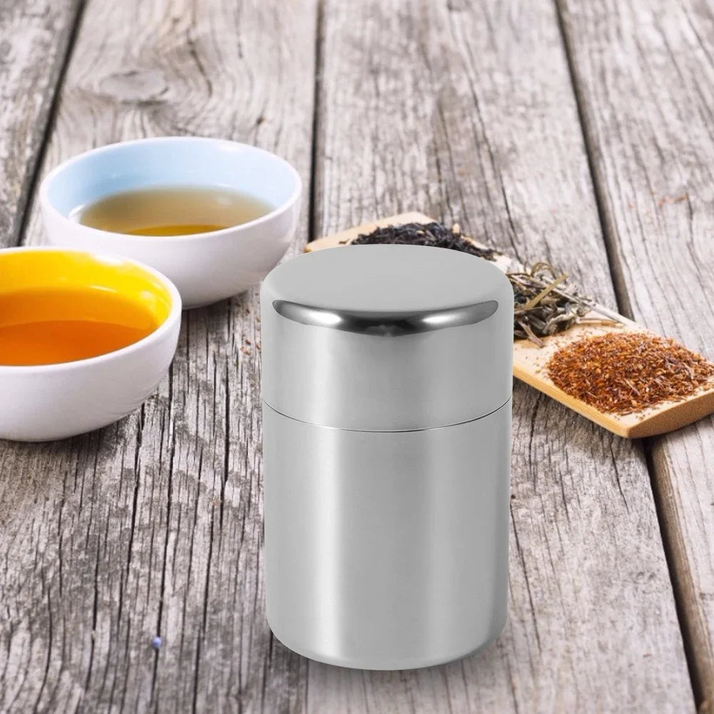 Stainless Steel Tea Can Loose Leaf Tea Tins  Small Travel Portable Container Coffee Sugar  Box Containers Kitchen Canisters