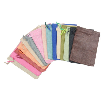 5pcs Multisize Jute Burlap Linen Drawstring Bag Christmas Halloween Gift Bags Wedding Birthday Party Candy Chocolate Packing Bag