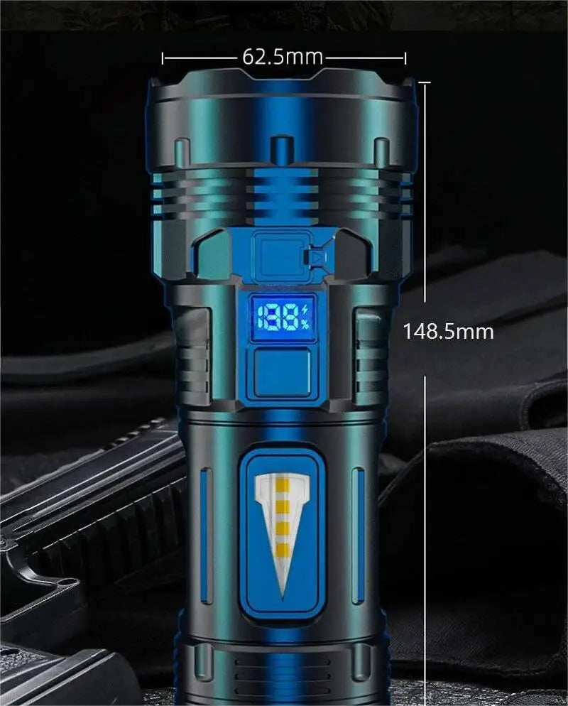Powerful Flashlight With 7 Lamp Beads Super Tactical Light With COB Side Light Camping Lantern USB Rechargeable Outdoor Torch