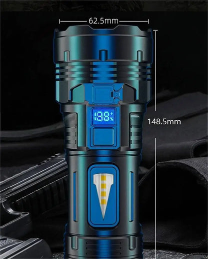 Powerful Flashlight With 7 Lamp Beads Super Tactical Light With COB Side Light Camping Lantern USB Rechargeable Outdoor Torch