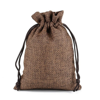 10pc (9x12cm) Handmade Natural Burlap Linen Drawstring Gift Bags Favor Wedding Christmas Gift Bag Jewelry Packaging Bags&Pouches