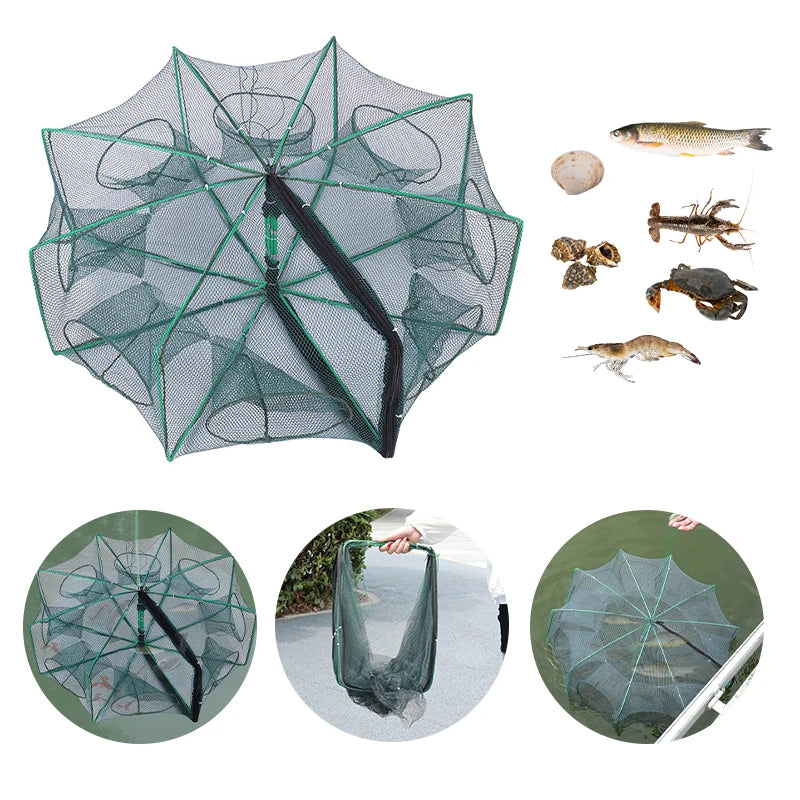 Mesh for Fishing Crayfish Net Fish Trap Foldable Crayfish Catcher Casting Network Crab Trap Catchers Cage Fishing Accessories