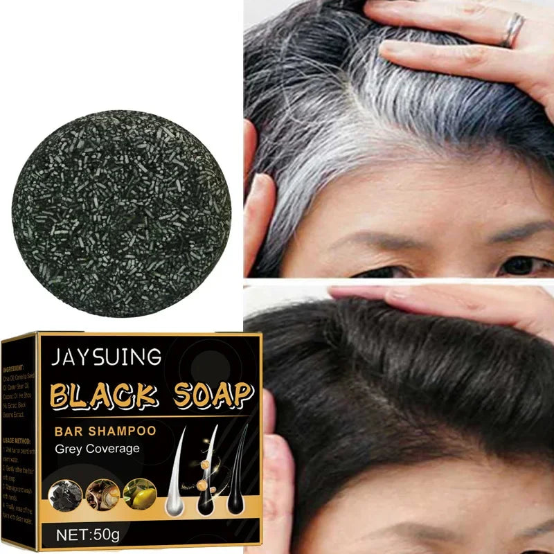 Magic White Hair to Black Shampoo Dye Soap Natural Color Soap Restore Gray Beard Cover Gray Hair Dye Hair Fixing Shampoo Bar