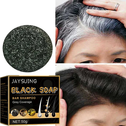 Magic White Hair to Black Shampoo Dye Soap Natural Color Soap Restore Gray Beard Cover Gray Hair Dye Hair Fixing Shampoo Bar