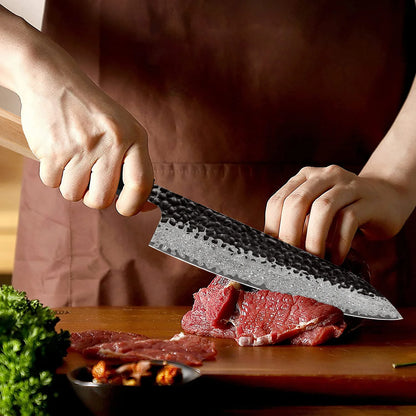 Damascus Steel Japanese Kitchen Knife, PRO Chef Knife, Handmade