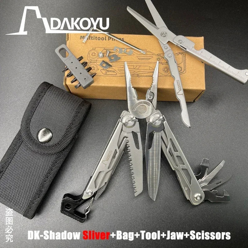 DAKOYU DKShadow Multitool Camping Pliers with Emergency Whistle -8 Color Compact Outdoor Tool, Suitable for Hiking and Camping