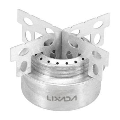 Lixada Outdoor Mini Alcohol Stove Titanium/Stainless Steel Camping Furnace with Cross Stand Stove Rack Picnic Pocket Stove