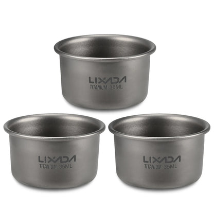 1/3pcs Lixada 35ml Mini Titanium Tea Cup Home Office Outdoor Camping Hiking Coffee Tea Cup Mug 8g