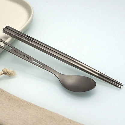 Portable Outdoor Dinnerware Sets Ultralight Travelling Knife Fork Spoon Chopstick Titanium Tableware Flatware Set Camping