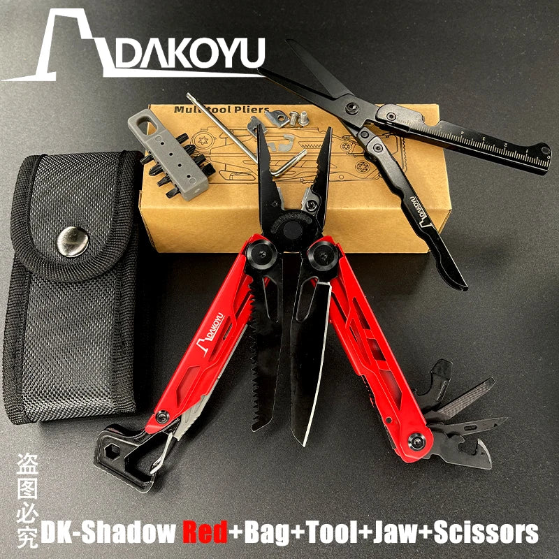 DAKOYU DKShadow Multitool Camping Pliers with Emergency Whistle -8 Color Compact Outdoor Tool, Suitable for Hiking and Camping