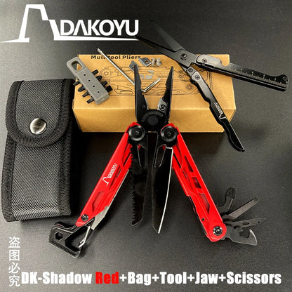 DAKOYU DKShadow Multitool Camping Pliers with Emergency Whistle -8 Color Compact Outdoor Tool, Suitable for Hiking and Camping