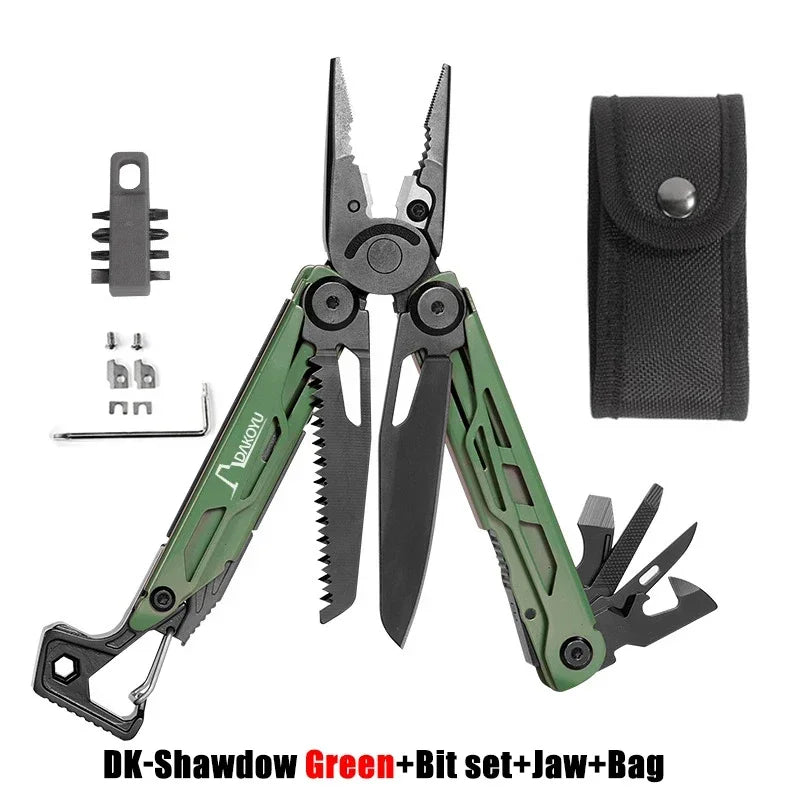 DAKOYU DKShadow Multitool Camping Pliers with Emergency Whistle -8 Color Compact Outdoor Tool, Suitable for Hiking and Camping