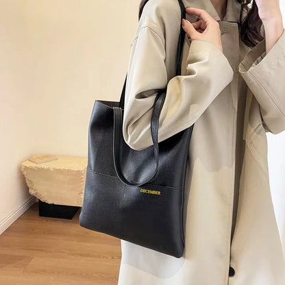 Luxury Design Genuine Leather Custom Initials Tote Bag Cowhide Daily Fashion Woman Shoulder Bag Large Capacity Business Handbag