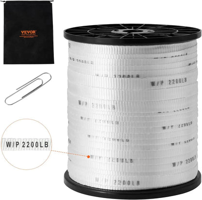 Polyester Pull Tape, 5/8" x 108' Mule Tape Flat Rope, 2200 lbf Tensile Capacity, Printed Webbing Cable Pulling Tape for Packagin