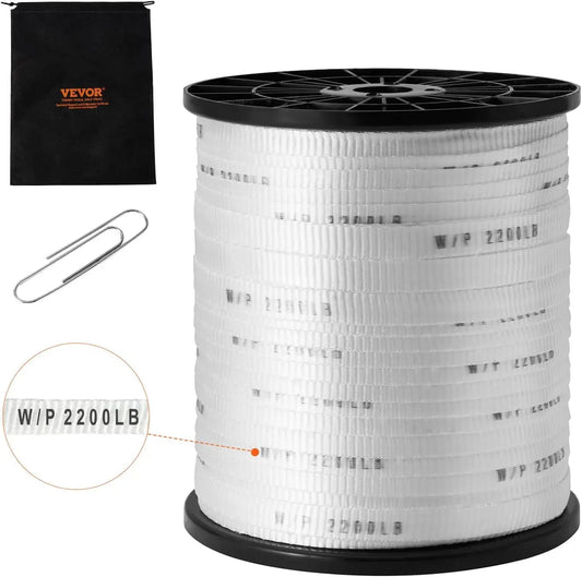 Polyester Pull Tape, 5/8" x 108' Mule Tape Flat Rope, 2200 lbf Tensile Capacity, Printed Webbing Cable Pulling Tape for Packagin
