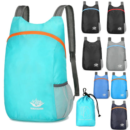 New Foldable Fitness Bag Lightweight Outdoor Cover Waterproof Wide Shoulder Strap Nylon Fabric Multi Color Backpack