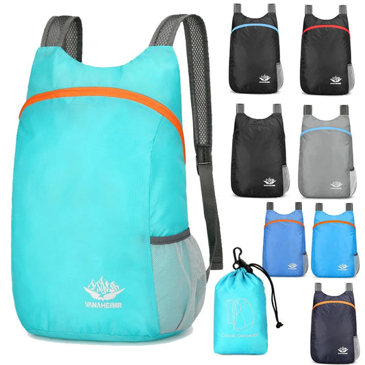 New Foldable Fitness Bag Lightweight Outdoor Cover Waterproof Wide Shoulder Strap Nylon Fabric Multi Color Backpack