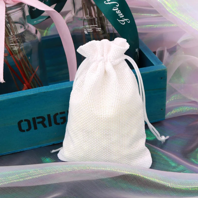 10pc (9x12cm) Handmade Natural Burlap Linen Drawstring Gift Bags Favor Wedding Christmas Gift Bag Jewelry Packaging Bags&Pouches