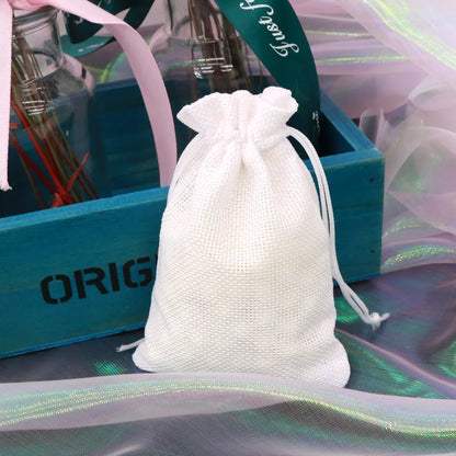 10pc (9x12cm) Handmade Natural Burlap Linen Drawstring Gift Bags Favor Wedding Christmas Gift Bag Jewelry Packaging Bags&Pouches