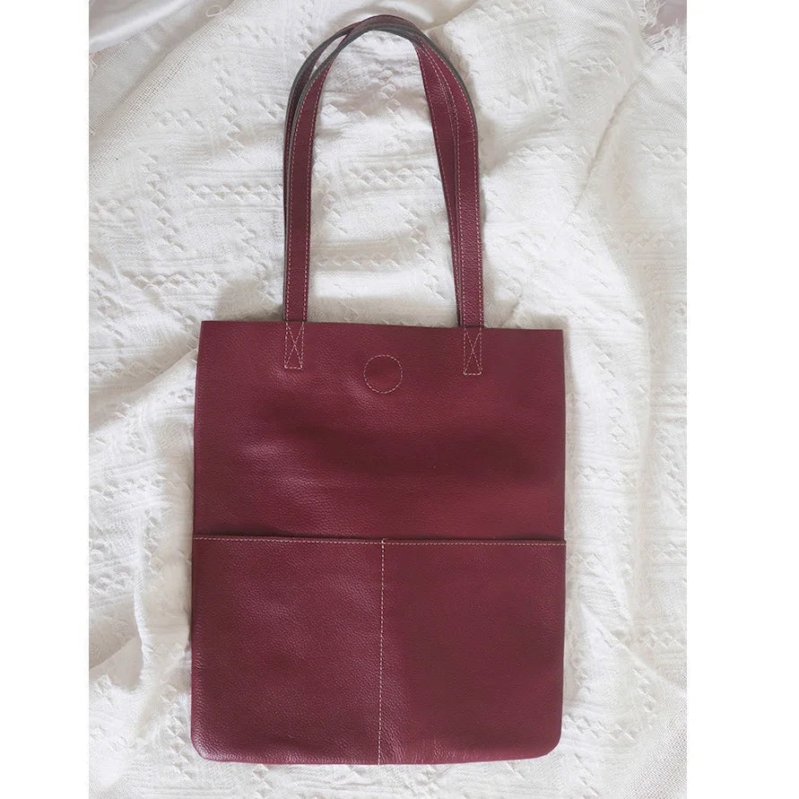 Luxury Design Genuine Leather Custom Initials Tote Bag Cowhide Daily Fashion Woman Shoulder Bag Large Capacity Business Handbag