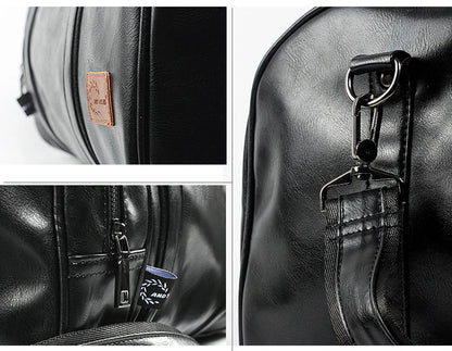 Leather Handbag Gym Bag Fitness Travel Shoe Pocket Luggage Outdoor Shoulder Crossbody Duffle Side Sac De Sports Bag For Men