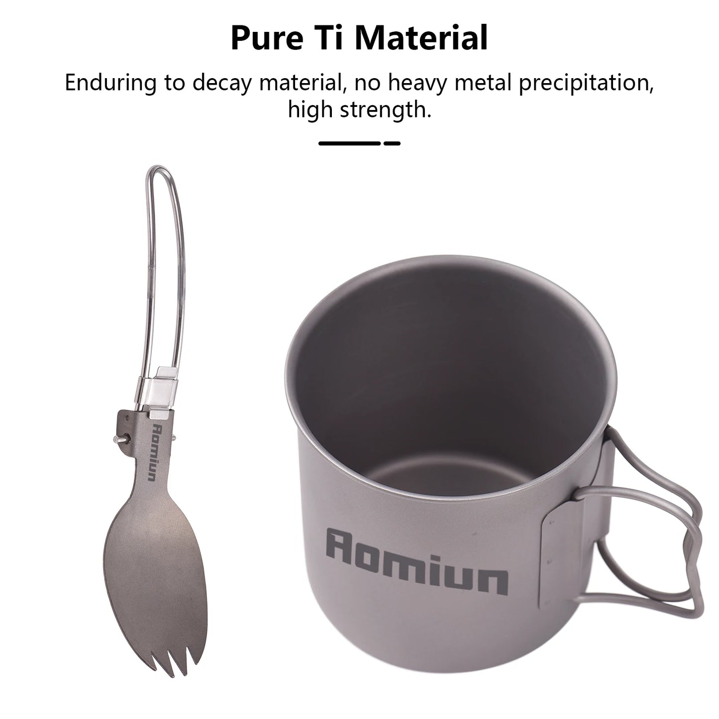 Camping Cooking Set Ti 500ml Cup Fork Spoon Alcohol Stove Windscreen Portable Camping Cook Sets for 1 People