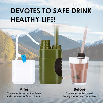 Upgrade Outdoor Water Filter Filtration System Portable Camping Water Purifier Emergency Supplies Camping Hiking Survival Tool